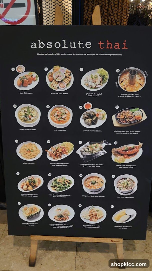 Absolute Thai Menu
