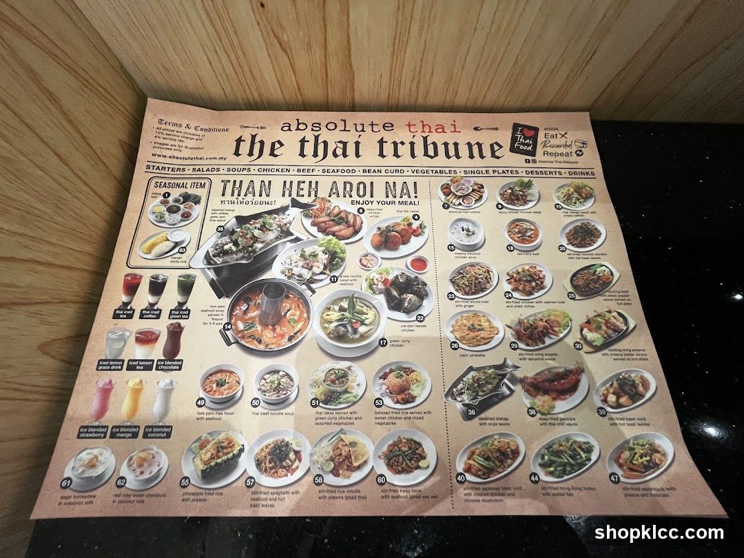 The Thai Tribune Menu