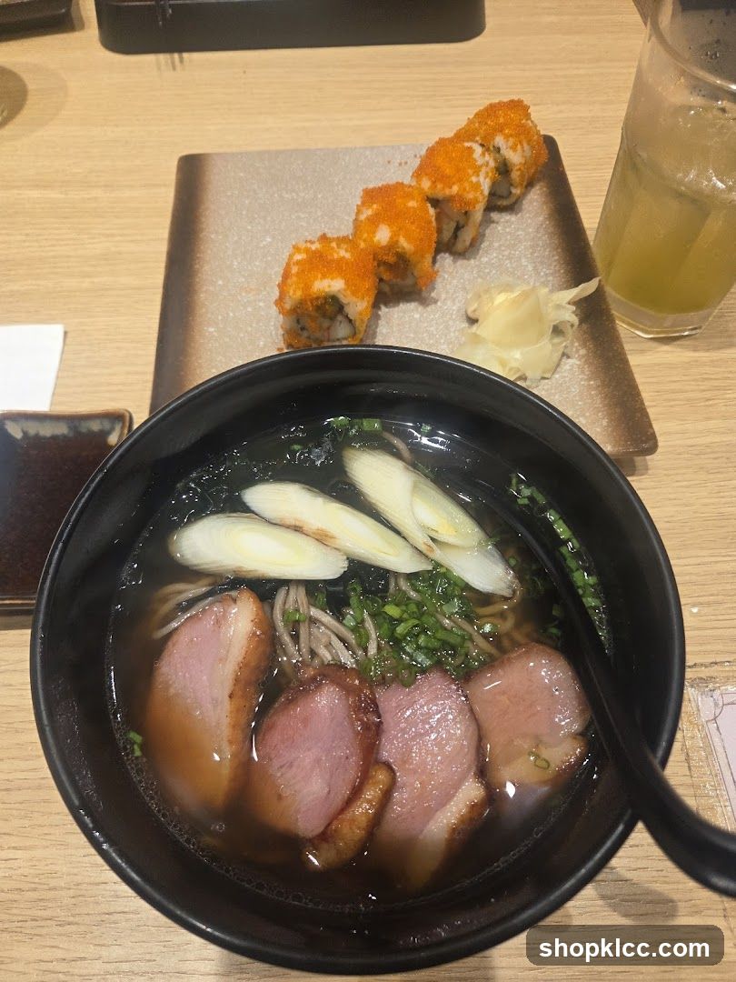 Duck Noodle Soup and Sushi