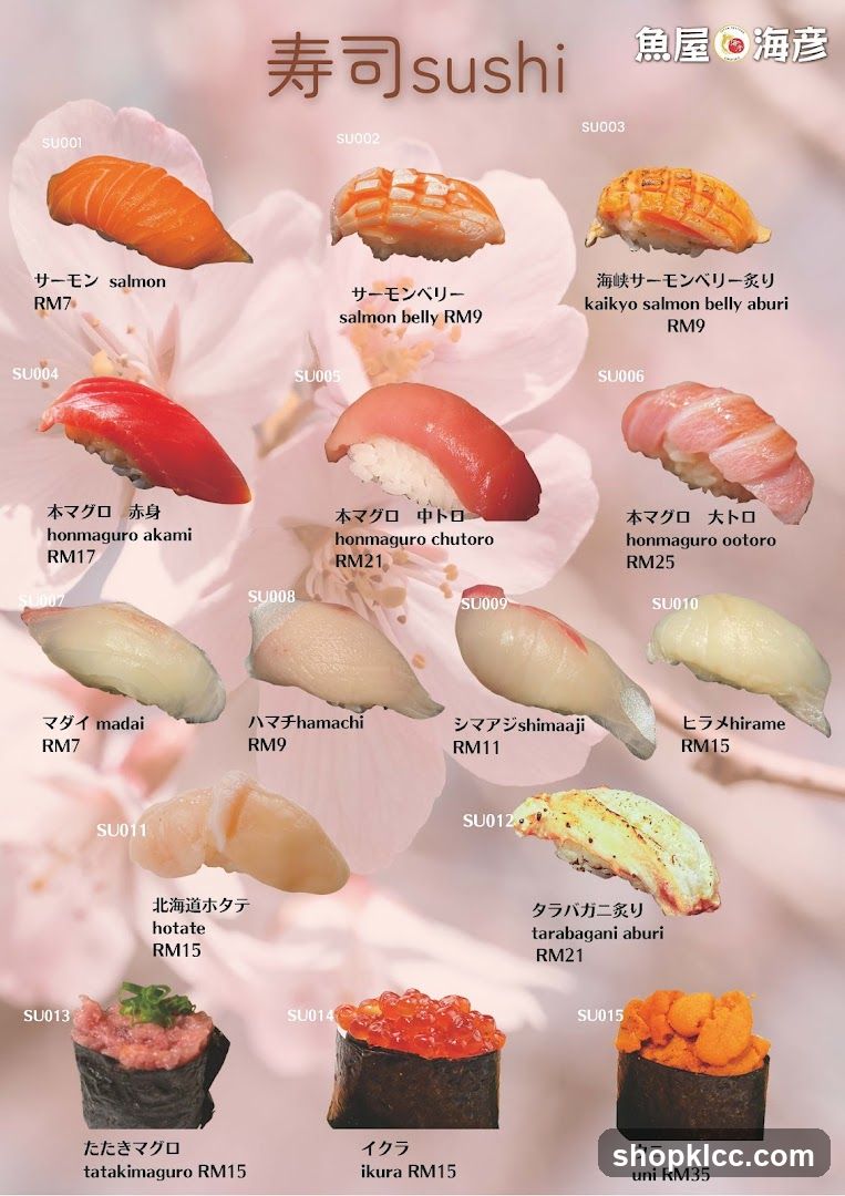 Sushi Menu