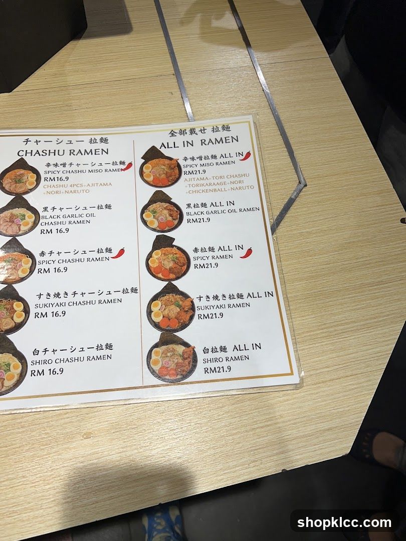 Ramen Menu