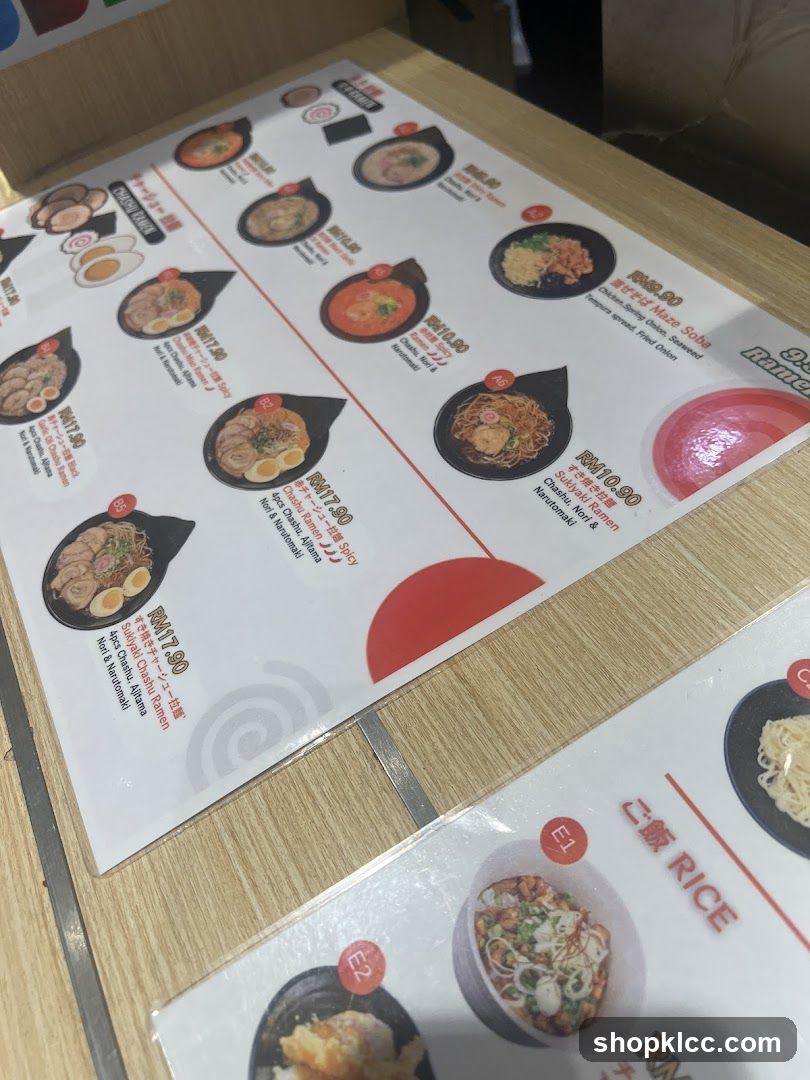 Ramen Menu