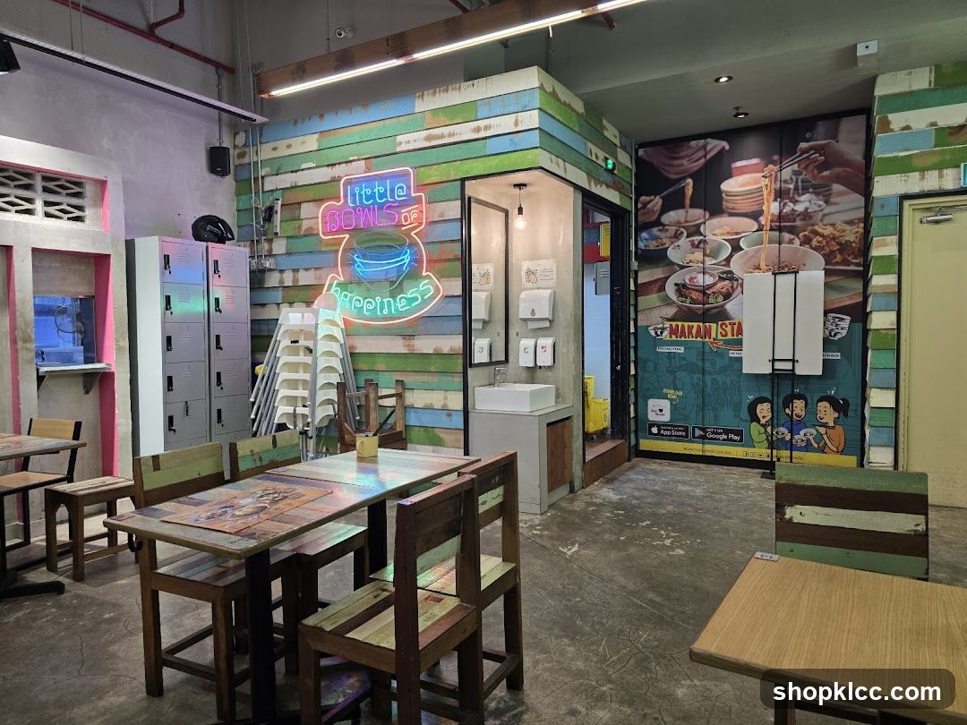 Restaurant Interior with Neon Signage