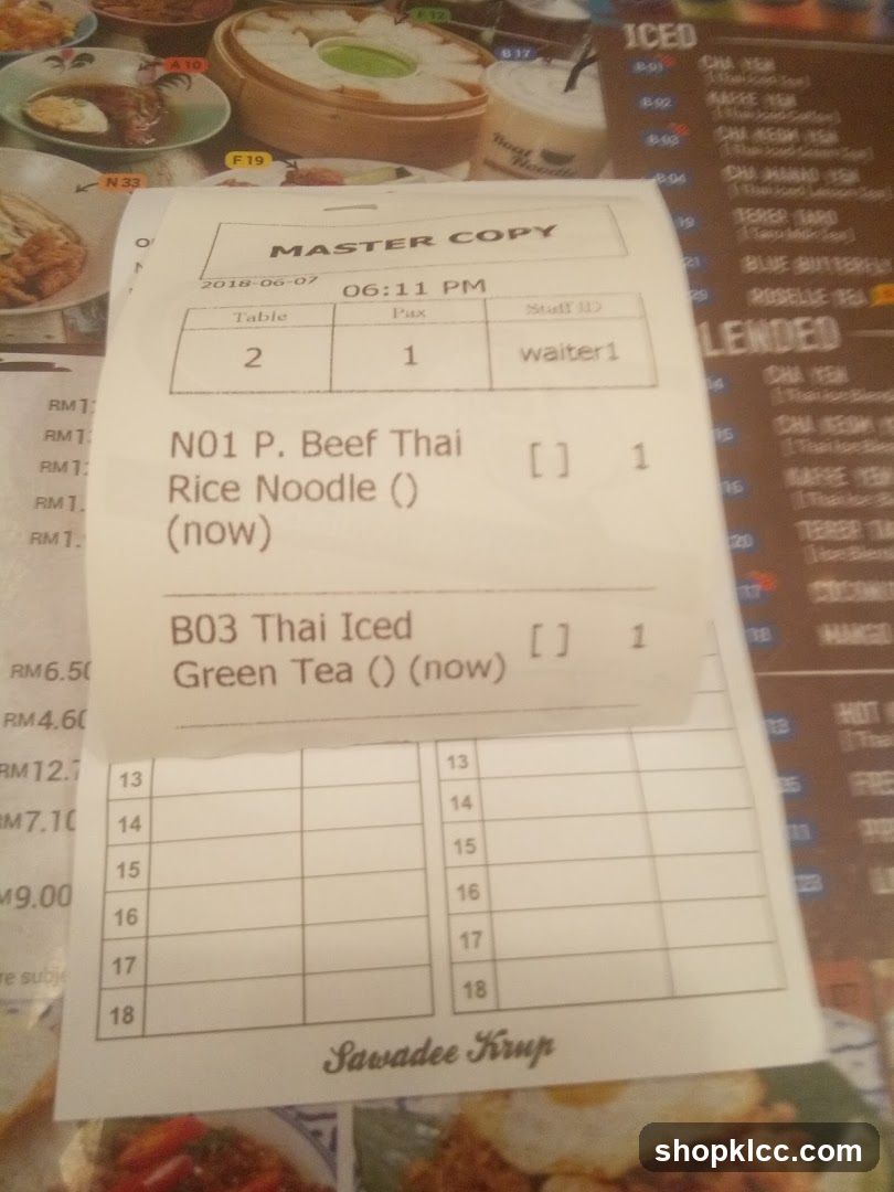 Restaurant Receipt and Menu Snippets