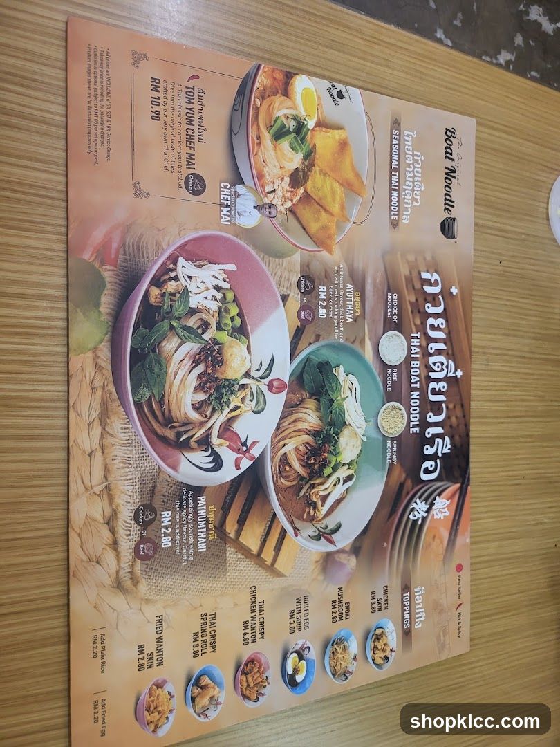 Boat Noodle Menu