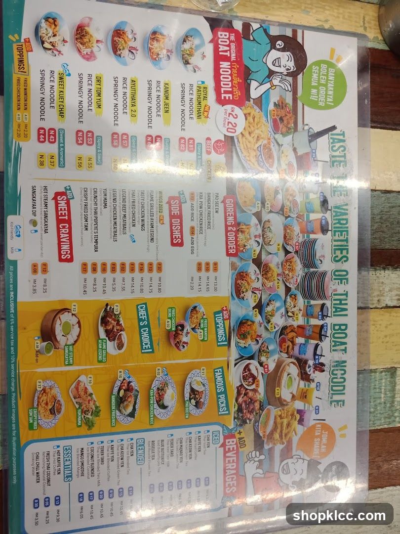 Thai Boat Noodle Menu