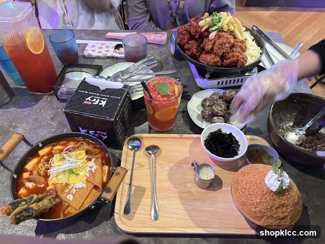 Table with Korean Food and Drinks
