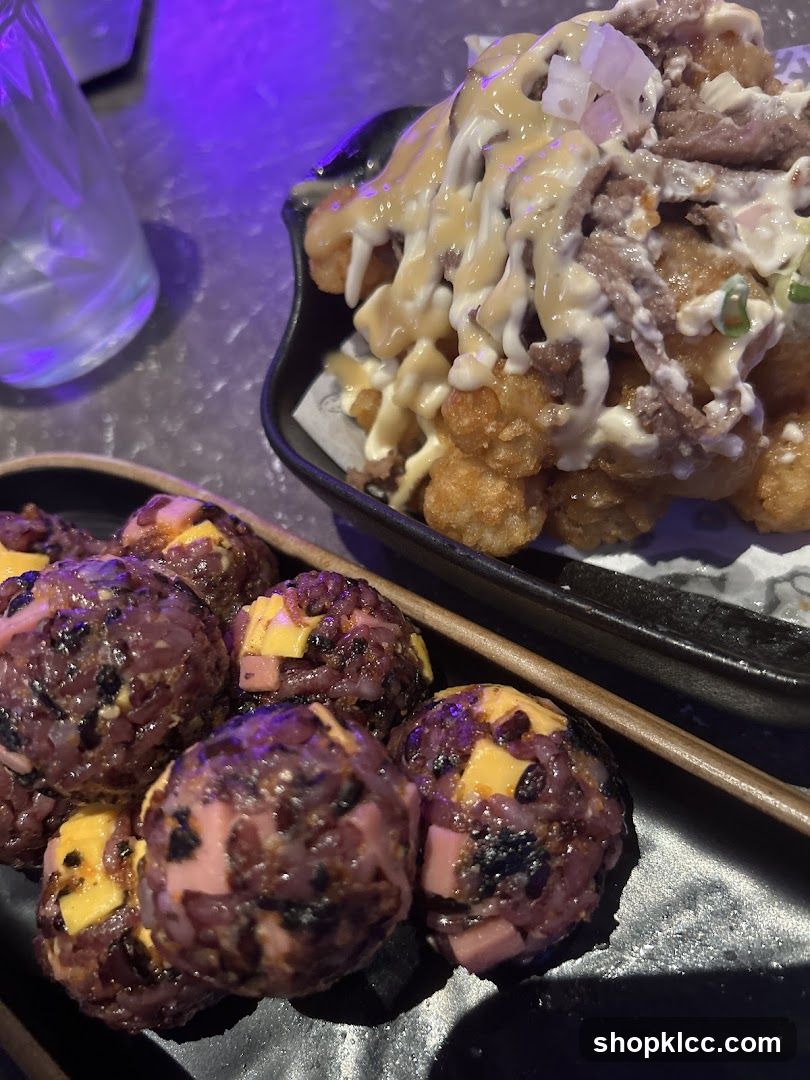 Onigiri and Loaded Tater Tots