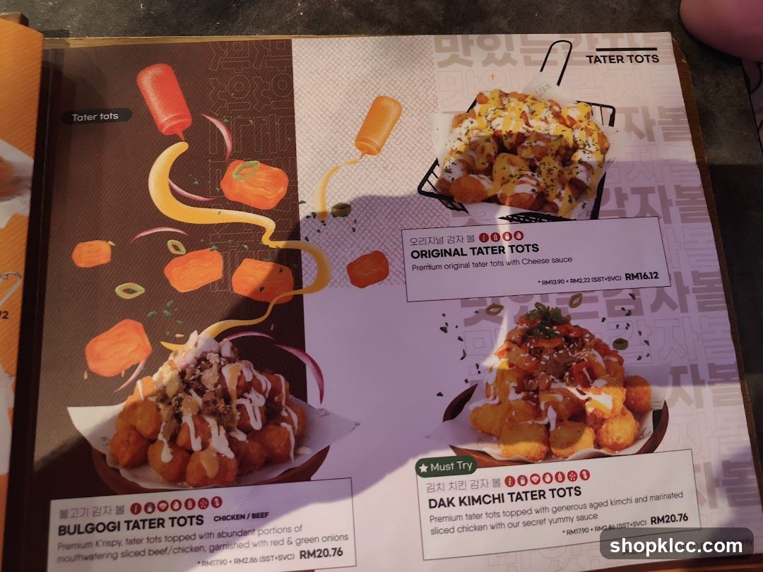 Tater Tots Menu