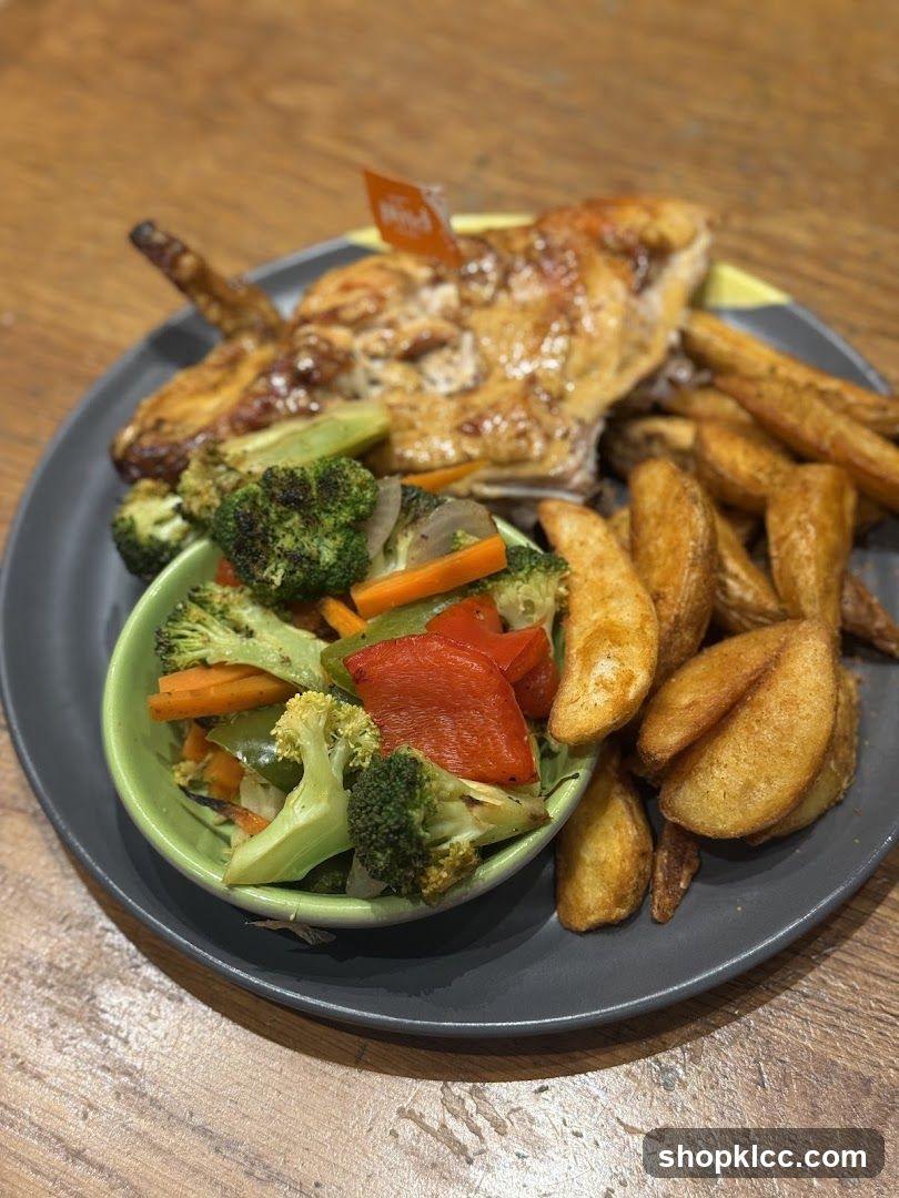 Roasted Chicken with Vegetables and Fries