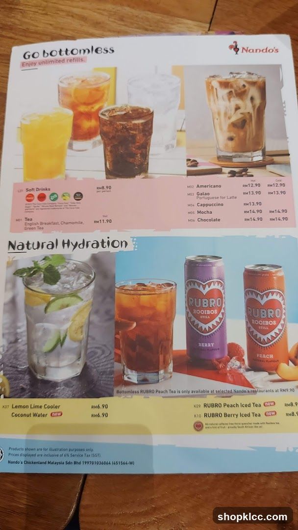 Nando's Drinks Menu