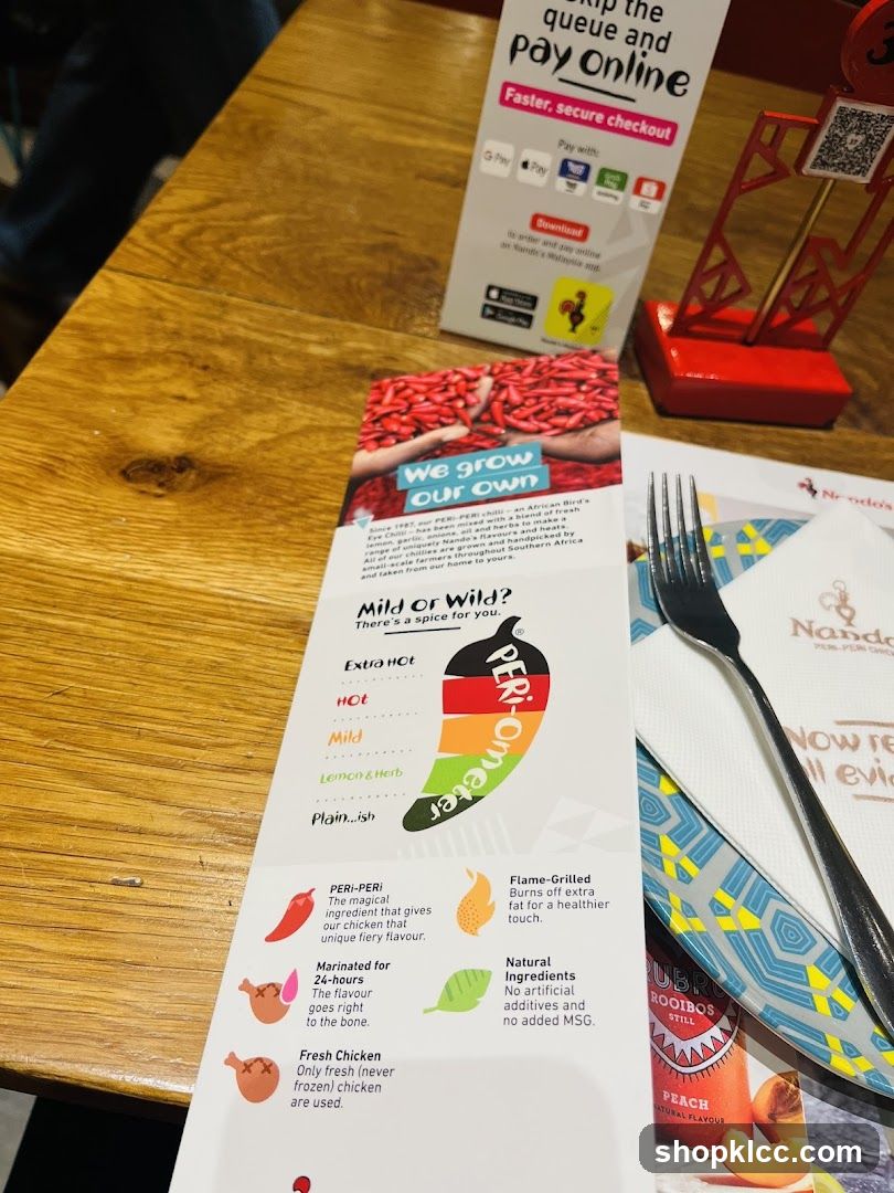 Nando's Peri-Ometer and Menu Information