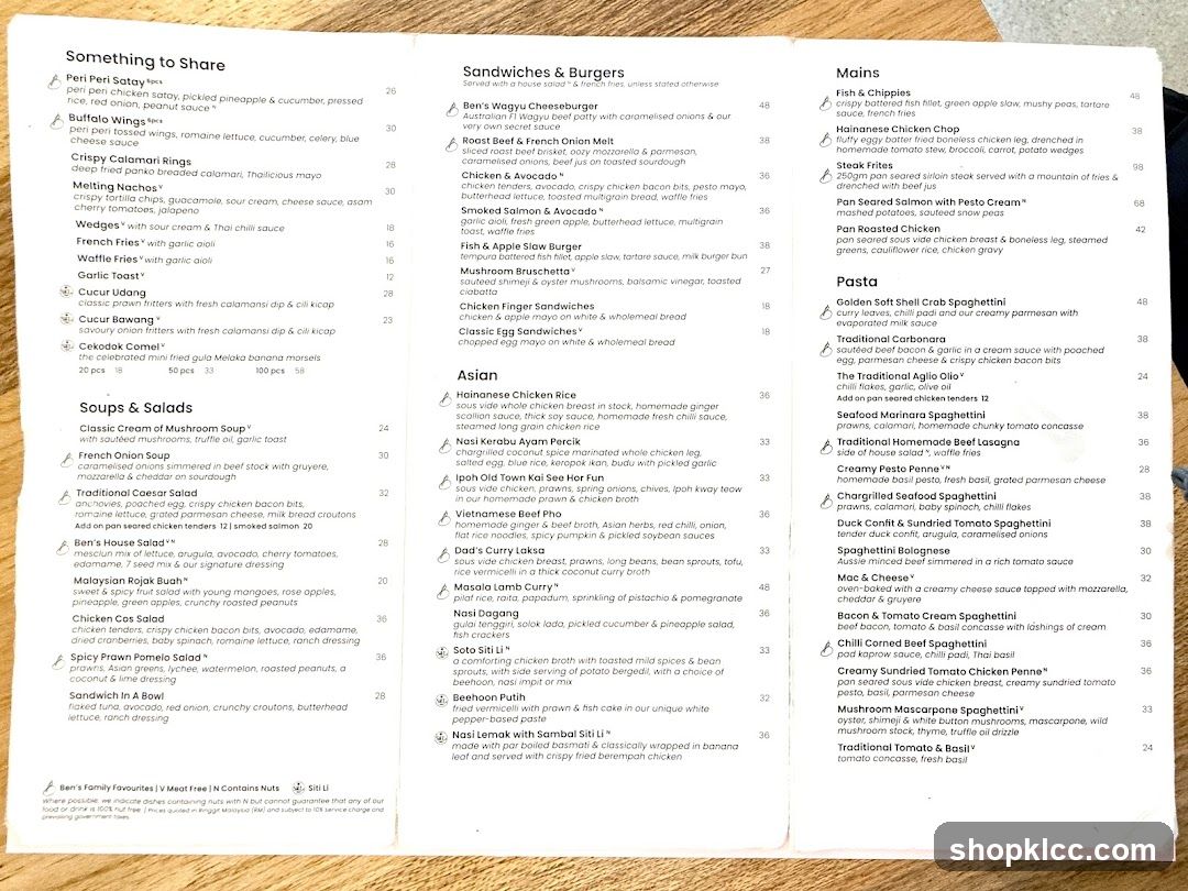 Ben's Menu