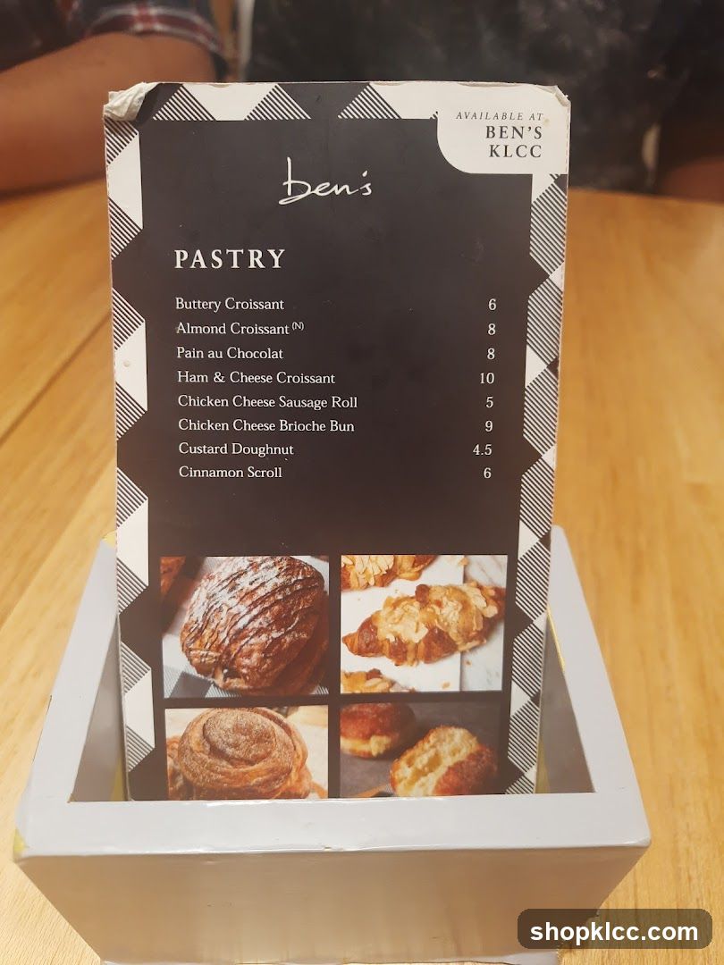 Ben's Pastry Menu