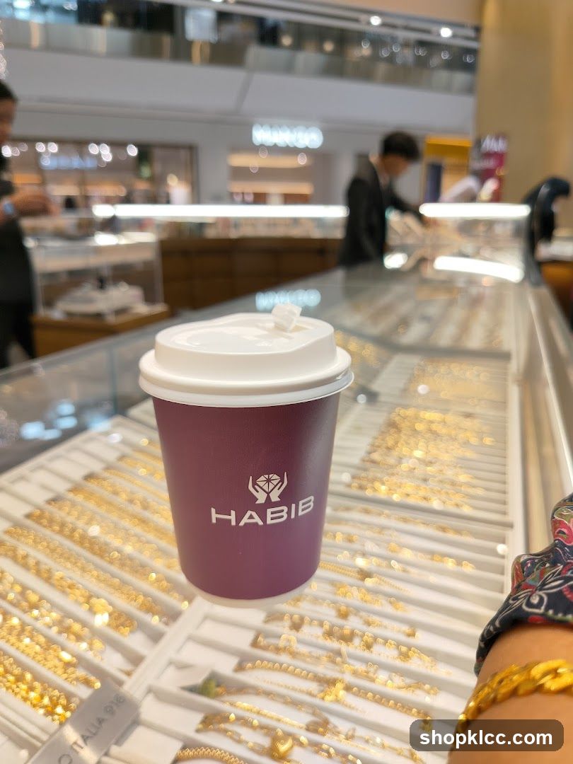 Coffee cup in a jewelry store