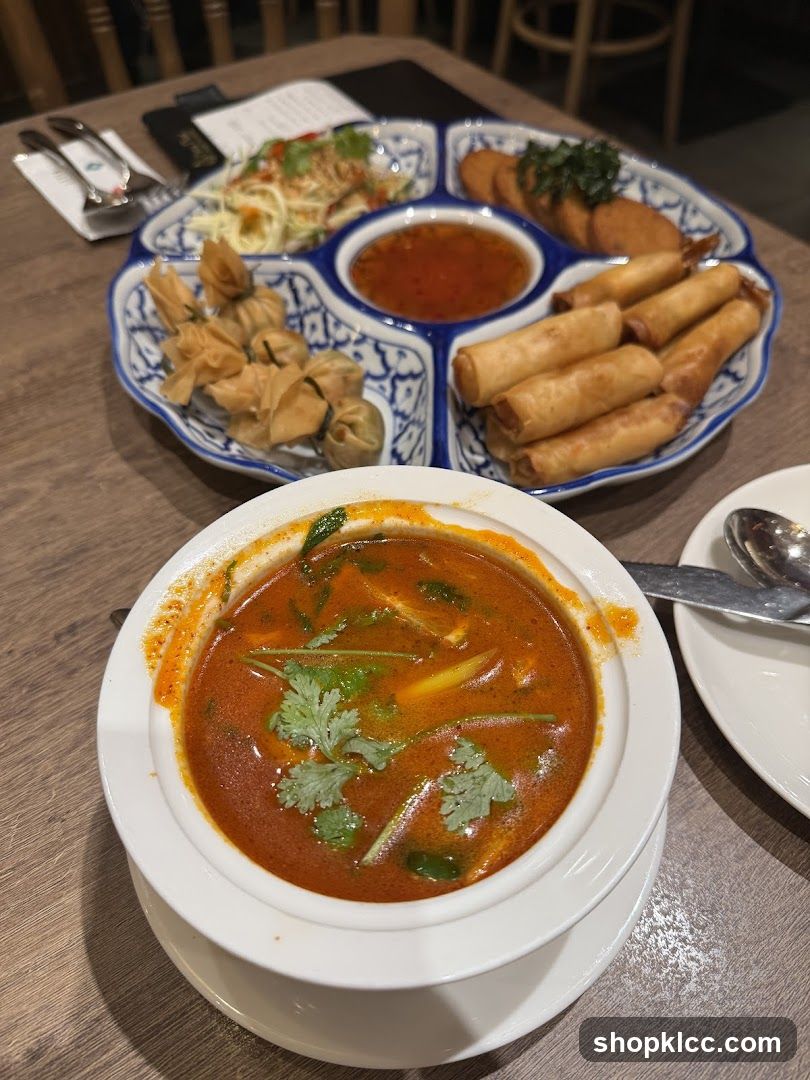 Thai Appetizer Platter and Tom Yum Soup