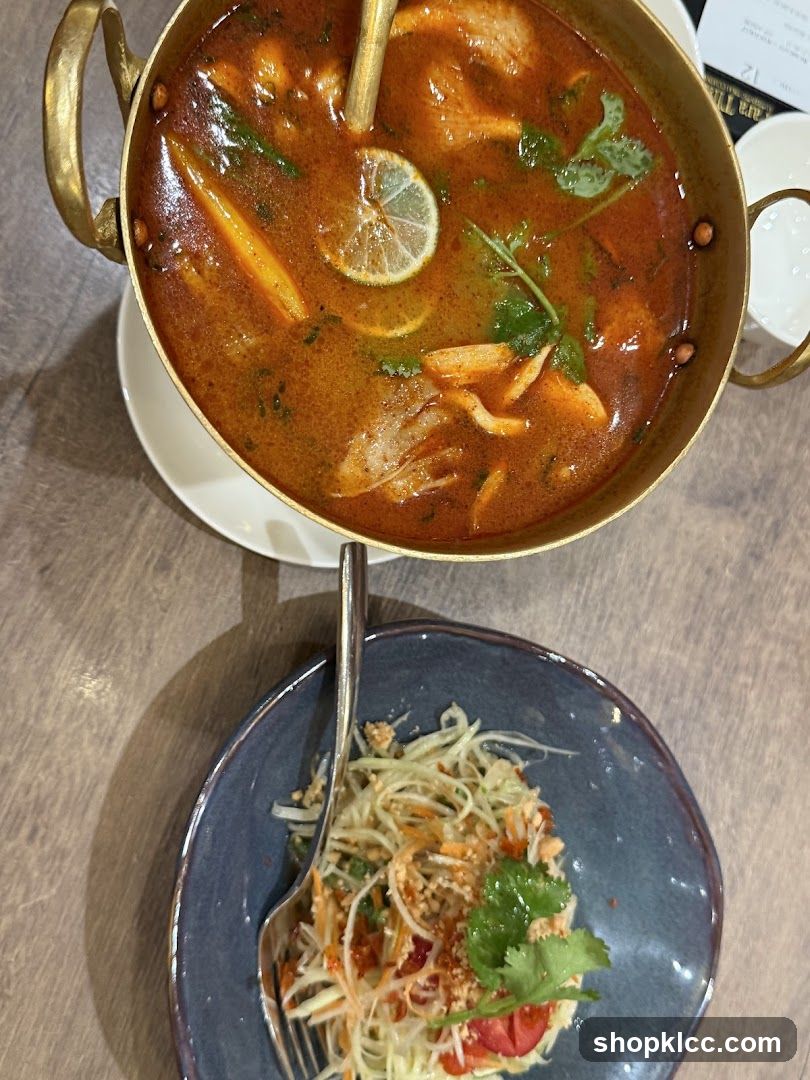 Tom Yum Soup and Papaya Salad