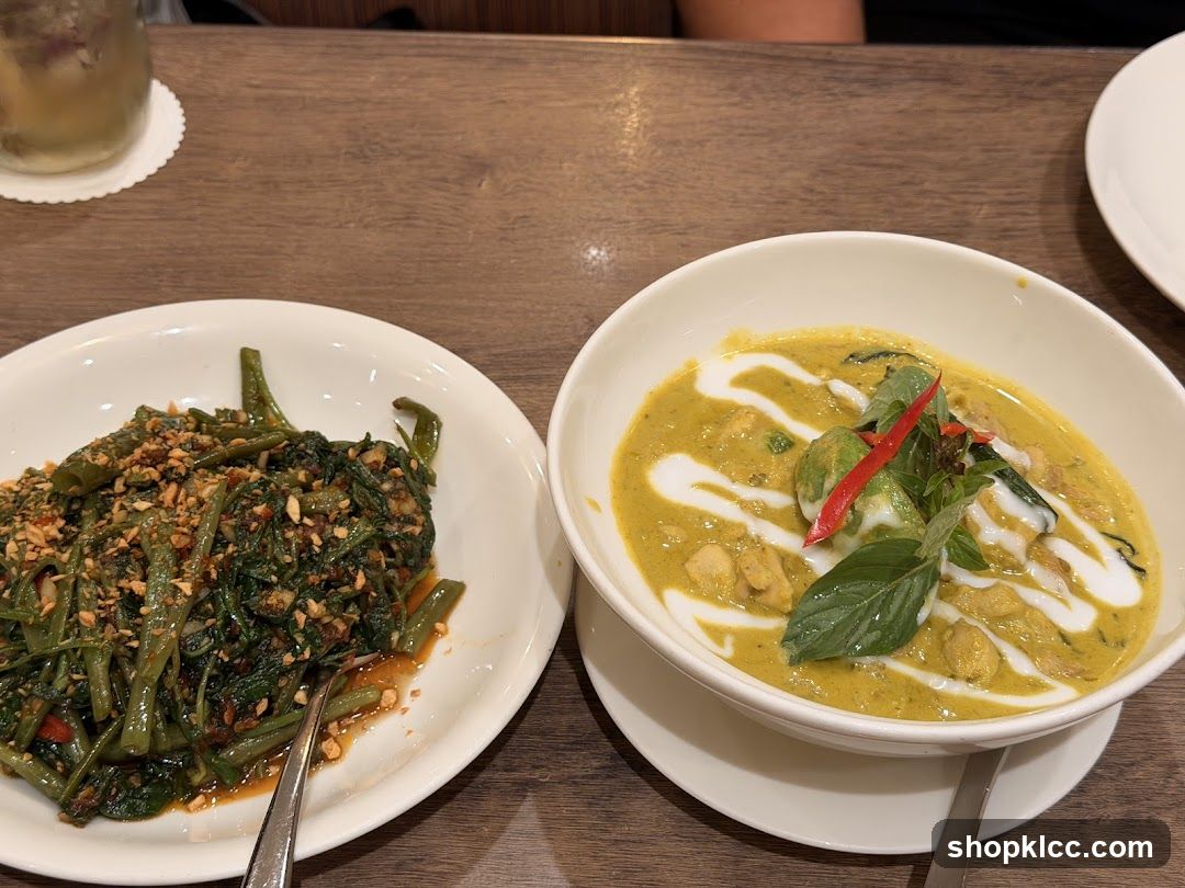 Thai Green Curry and Stir-Fried Water Spinach