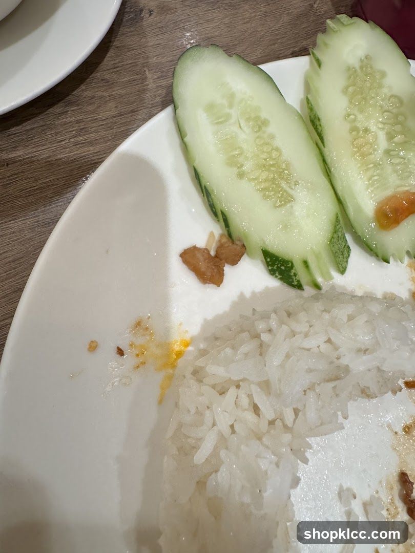 Plate of Rice with Cucumber Slices