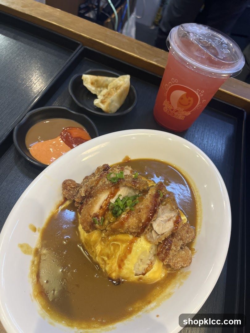 Curry Rice with Fried Chicken and Gyoza
