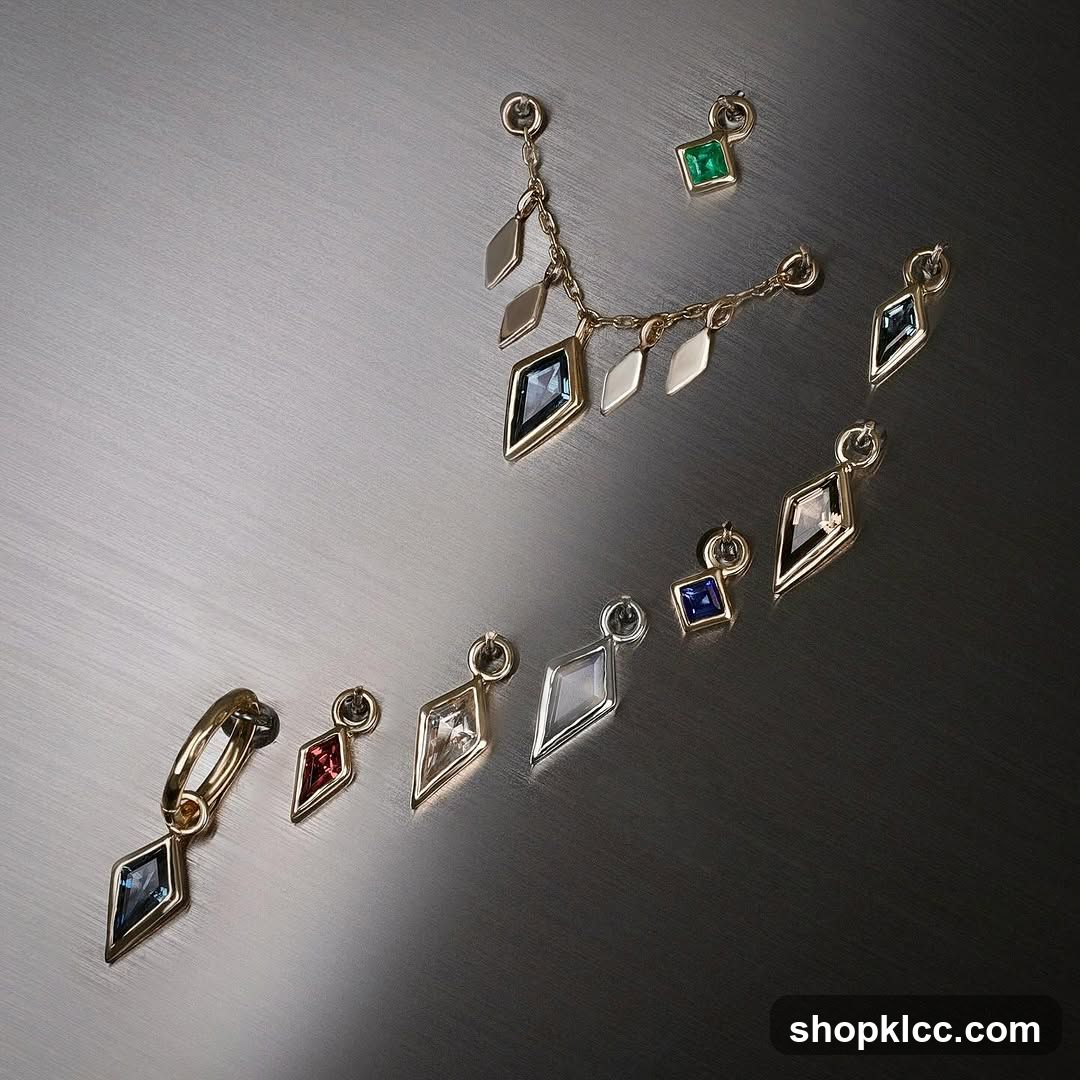 Diamond-shaped gemstone pendants and charms
