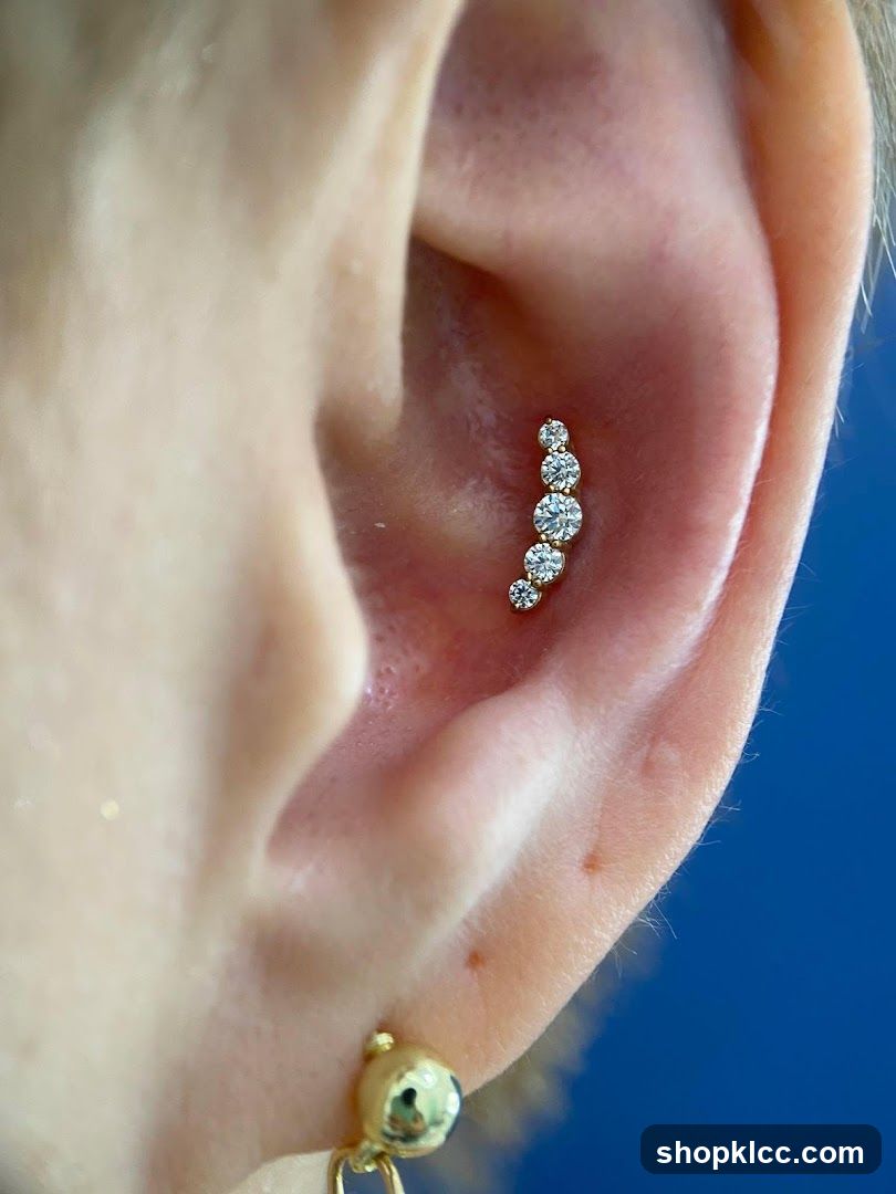 Ear Piercing with Diamond Cluster Jewelry