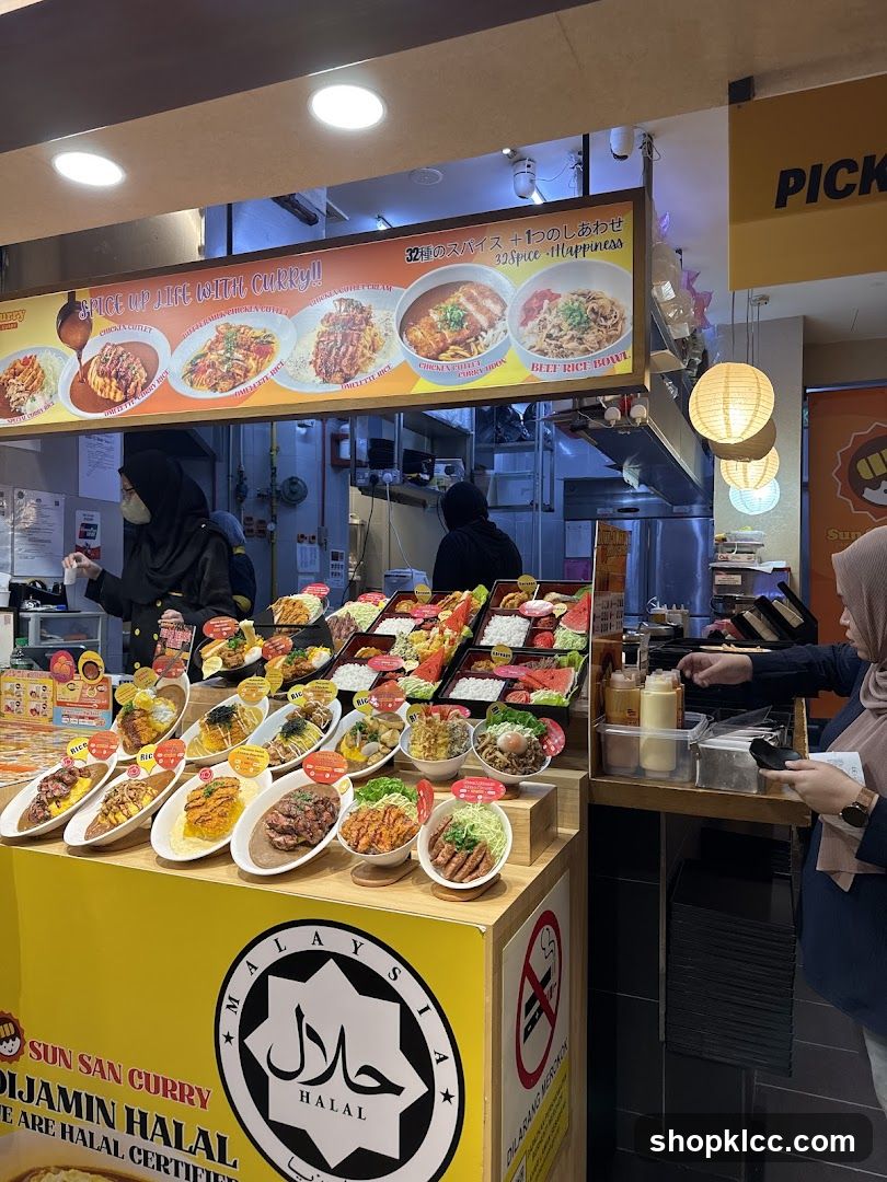 Food stall with curry dishes