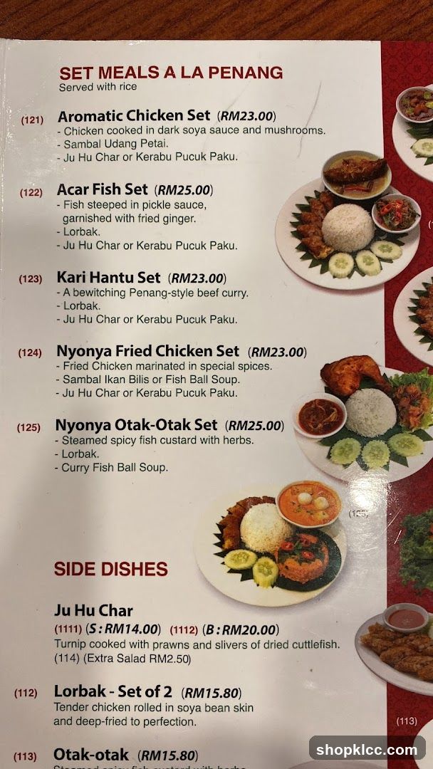SET MEALS A LA PENANG