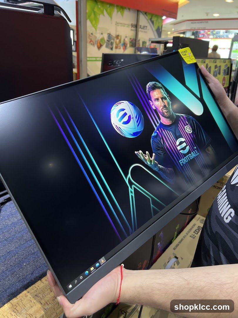 Monitor Displaying Lionel Messi