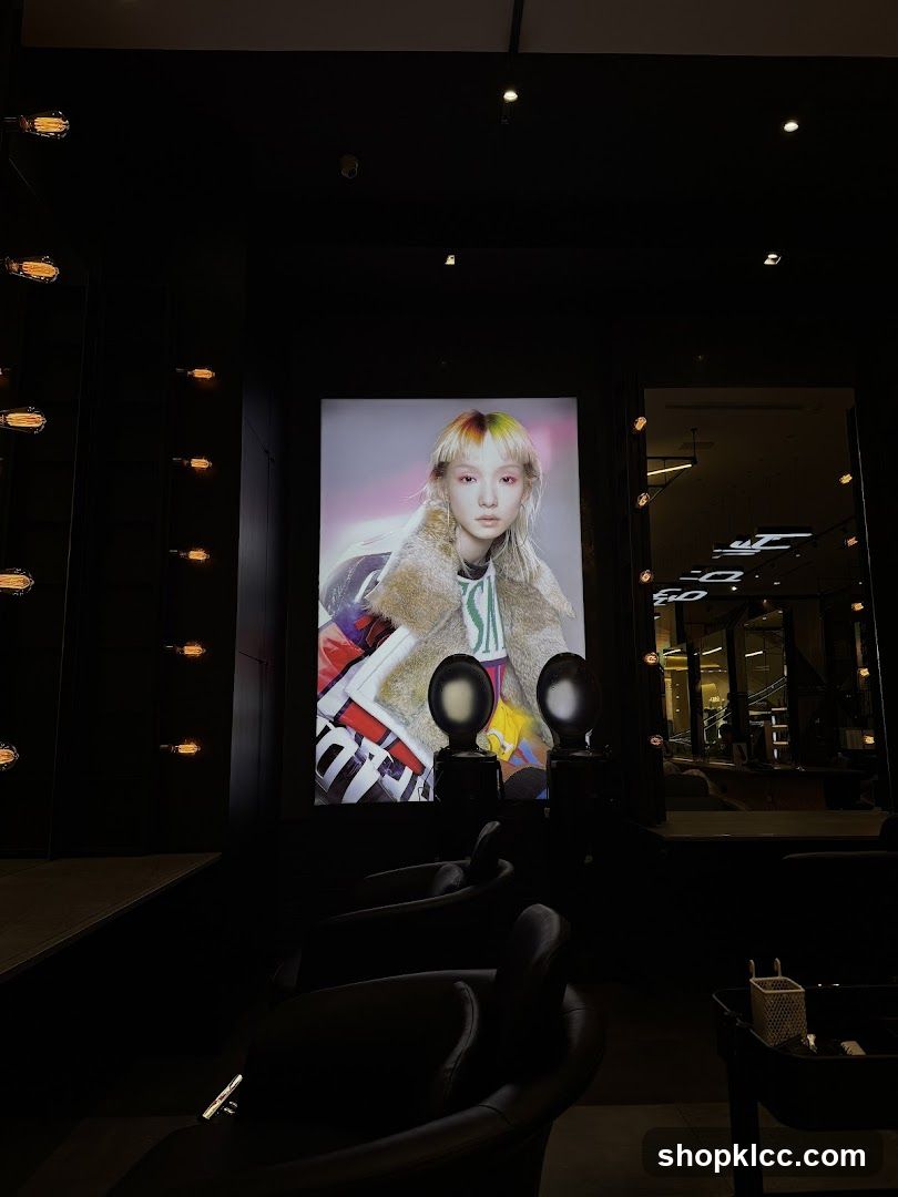 Salon Interior with Digital Display