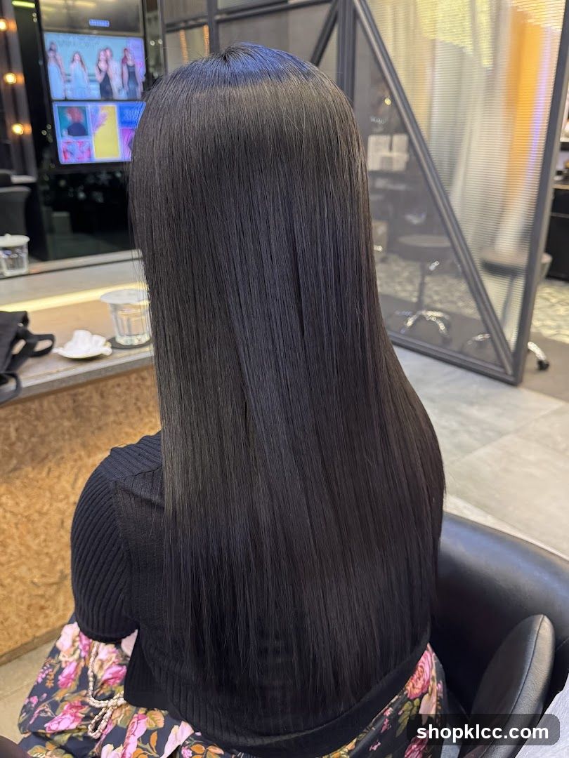 Woman with long, straight black hair