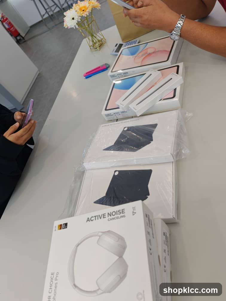 Electronics on a table