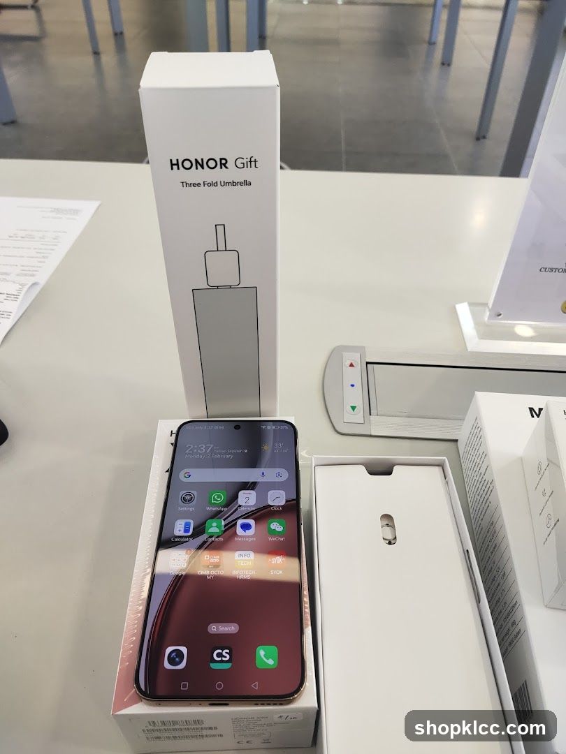 Honor Gift Umbrella and Smartphone