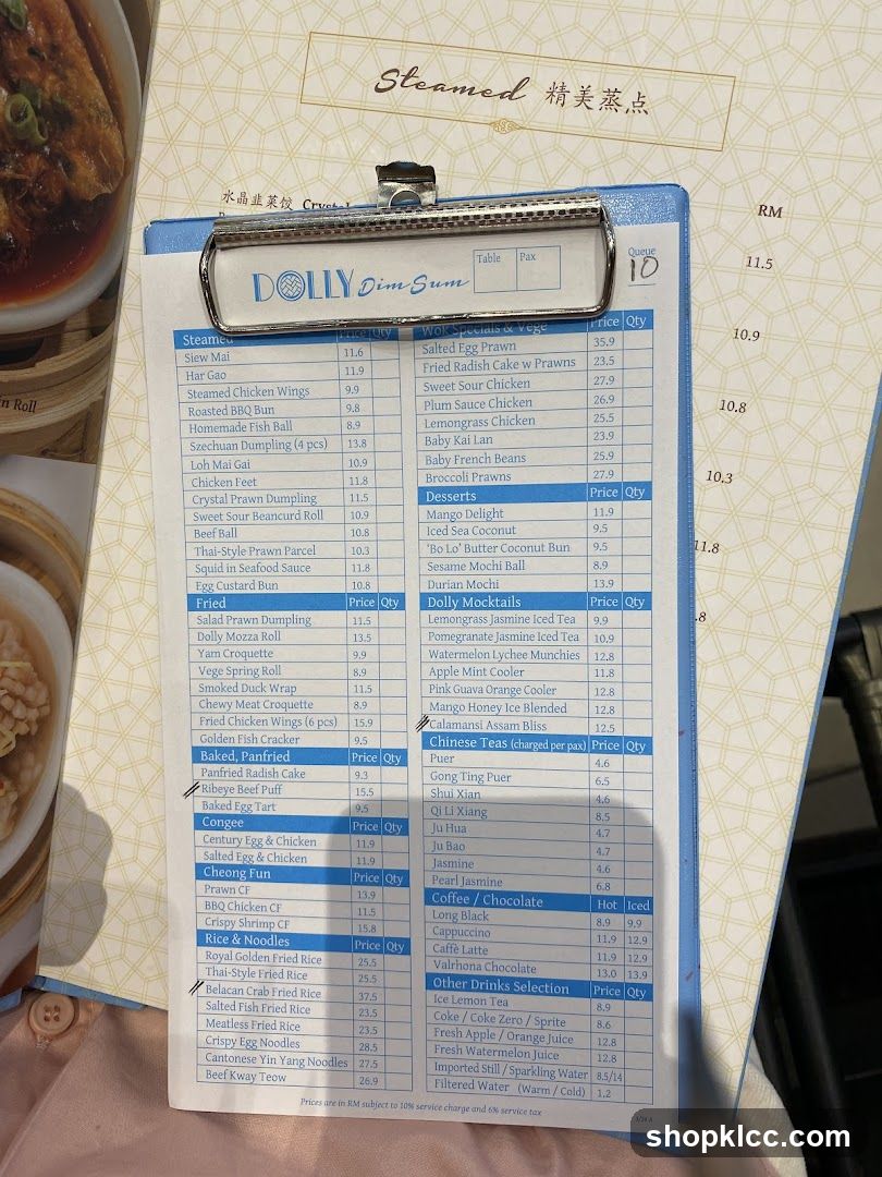 DOLLY Dim Sum Menu