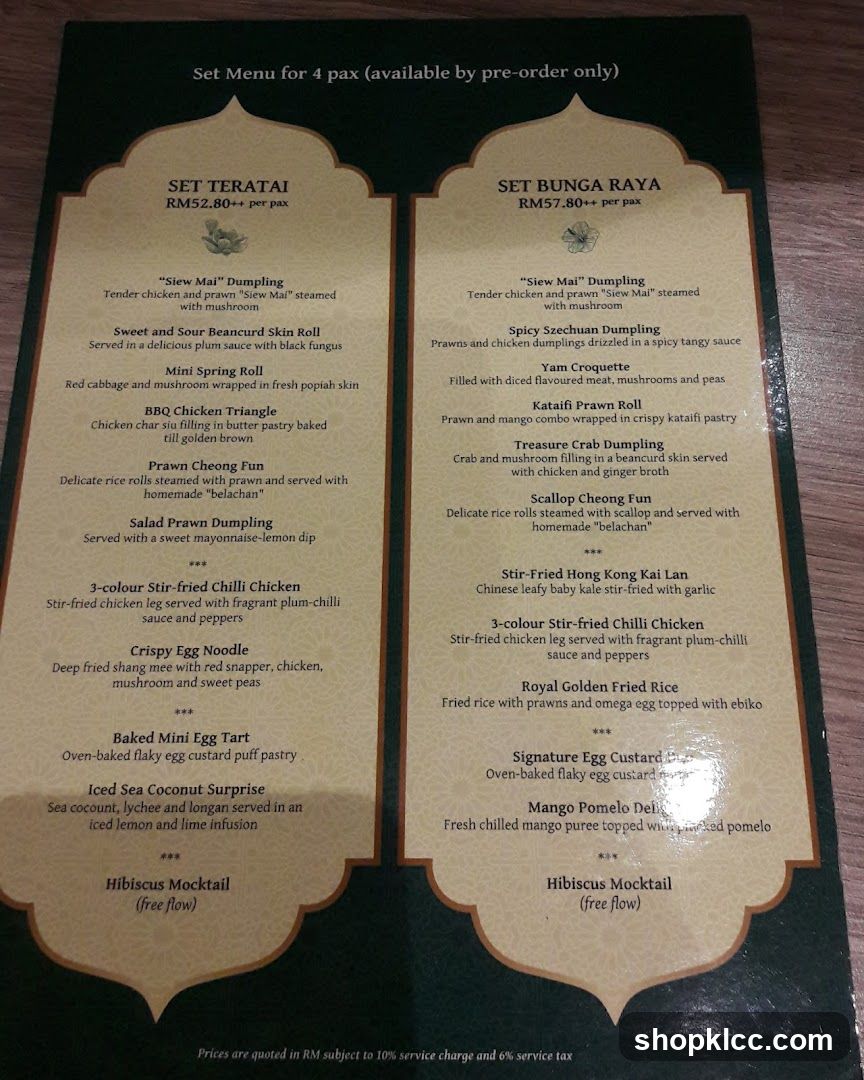 Set Menu for 4 pax