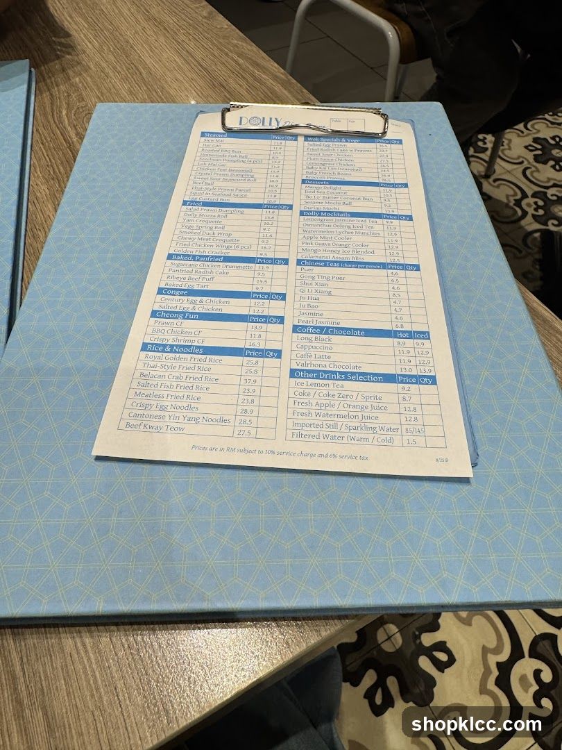 DOLLY DIM SUM Menu