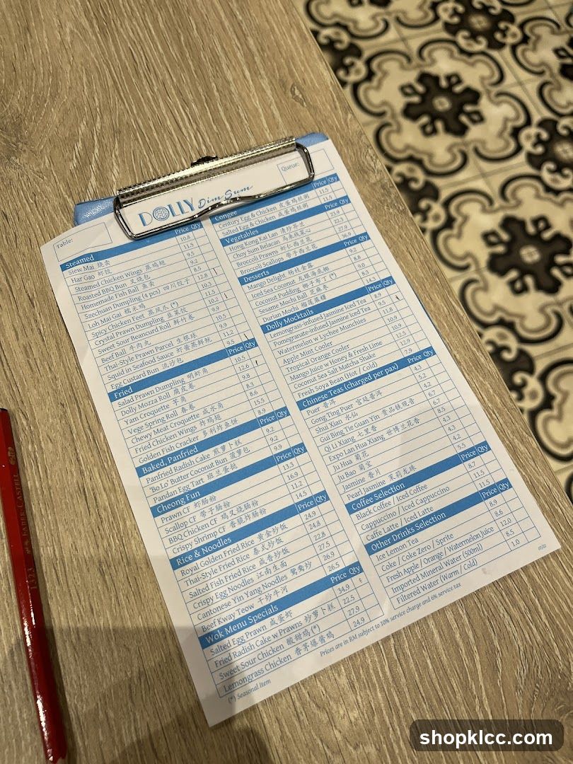 DOLLY Dim Sum Menu