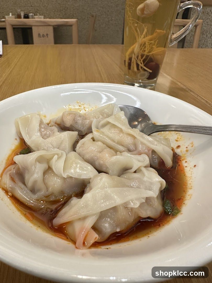 Spicy Wontons and Herbal Drink