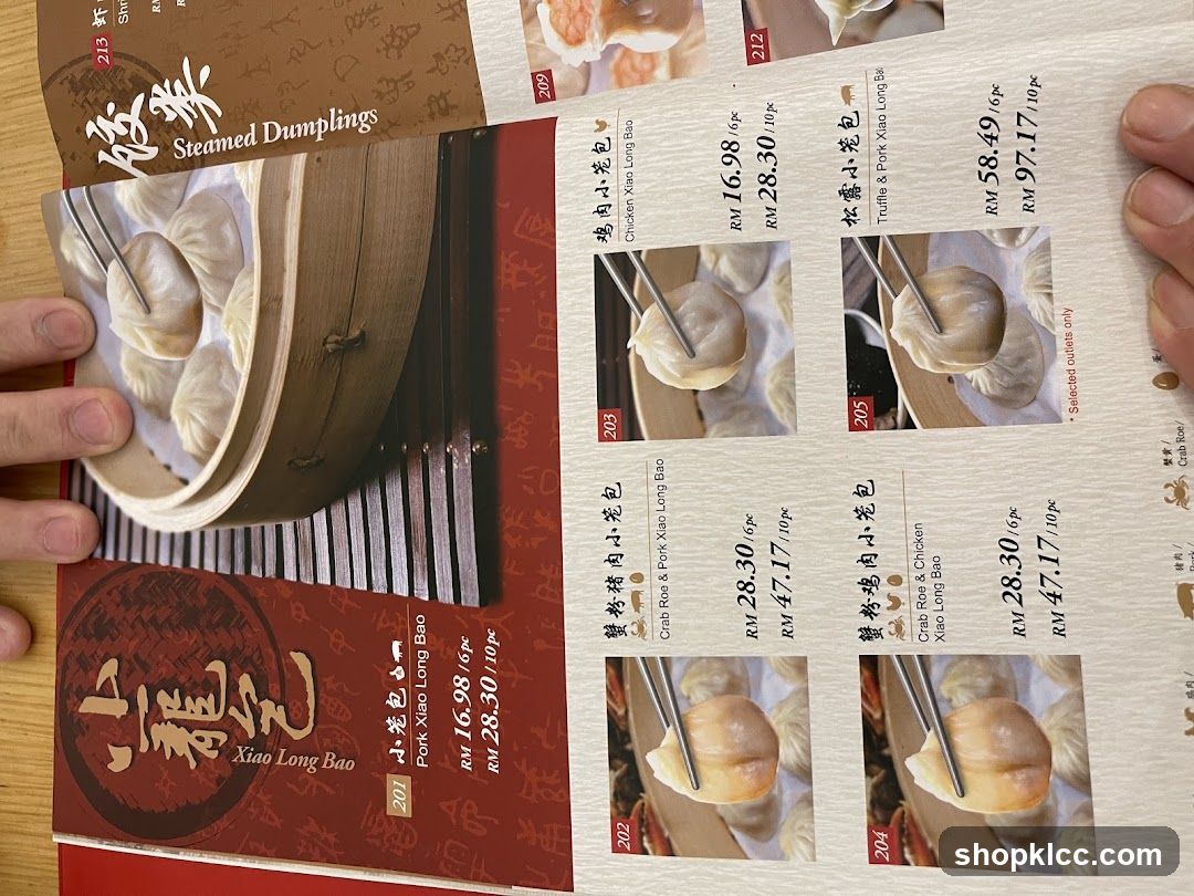 Steamed Dumplings Menu