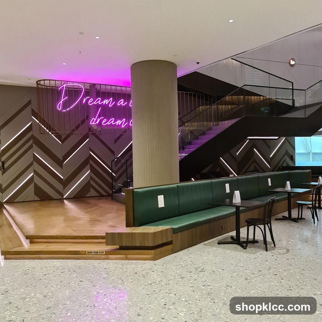 Modern Seating Area with Neon Sign