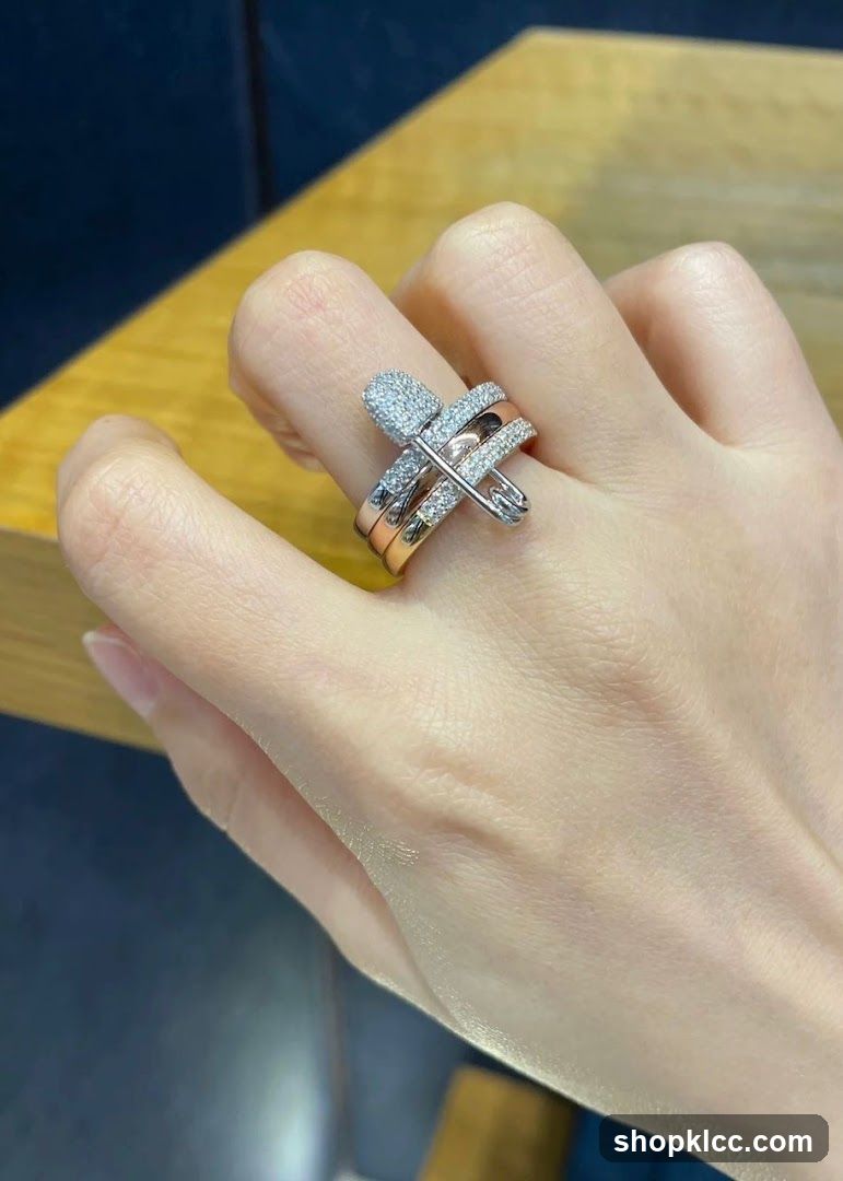 Diamond Safety Pin Ring
