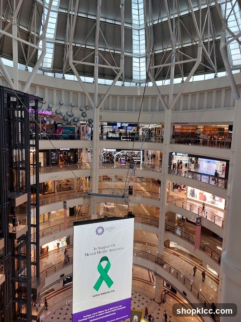 Mall Interior with Mental Health Awareness Banner