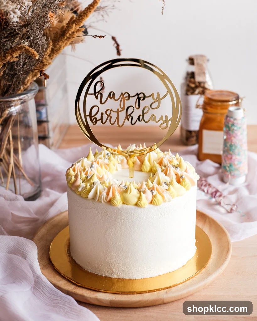 Birthday Cake with "Happy Birthday" Topper