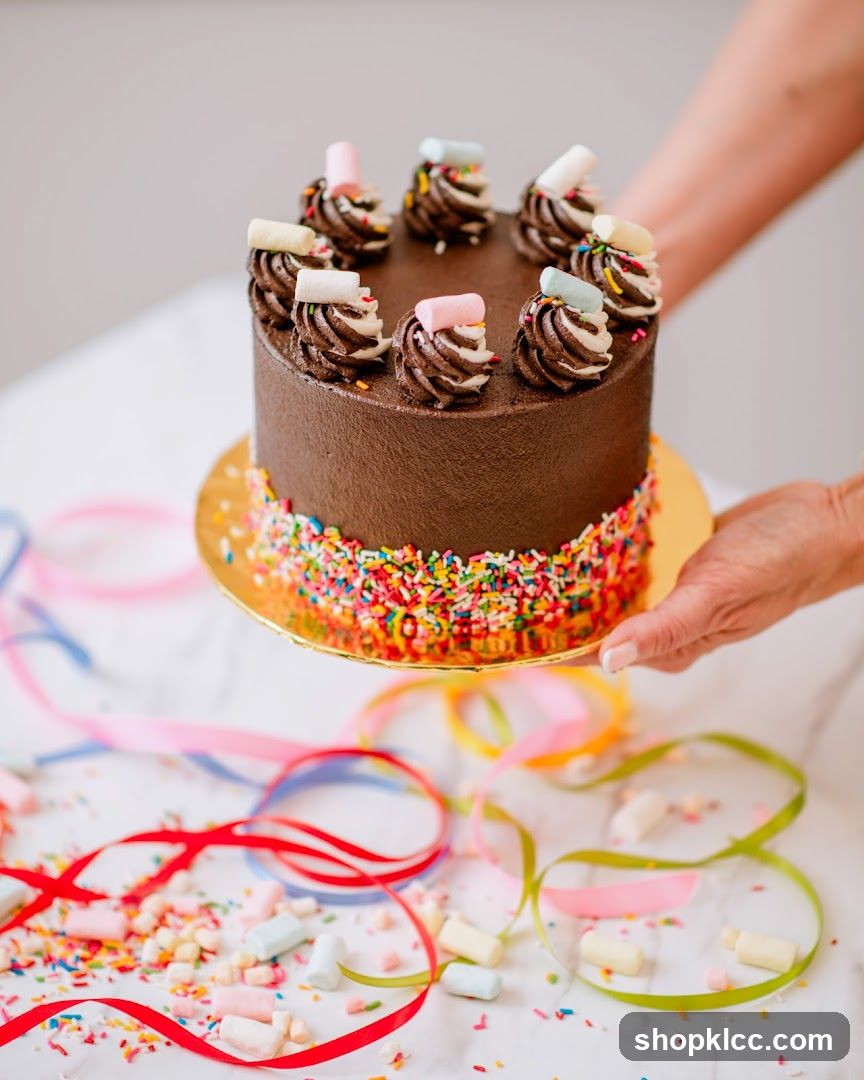 Chocolate Cake with Sprinkles and Marshmallows
