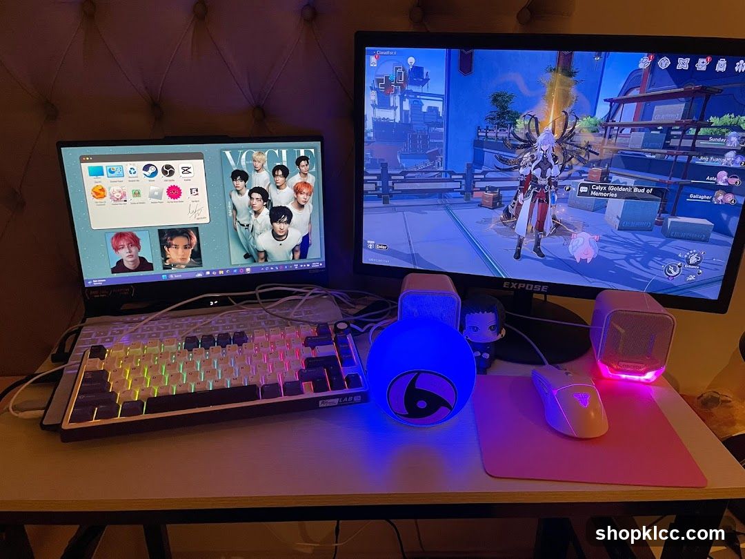 Gaming Setup with K-Pop Magazine