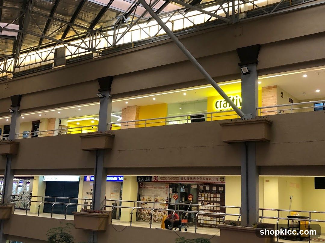 Indoor shopping mall with multiple levels