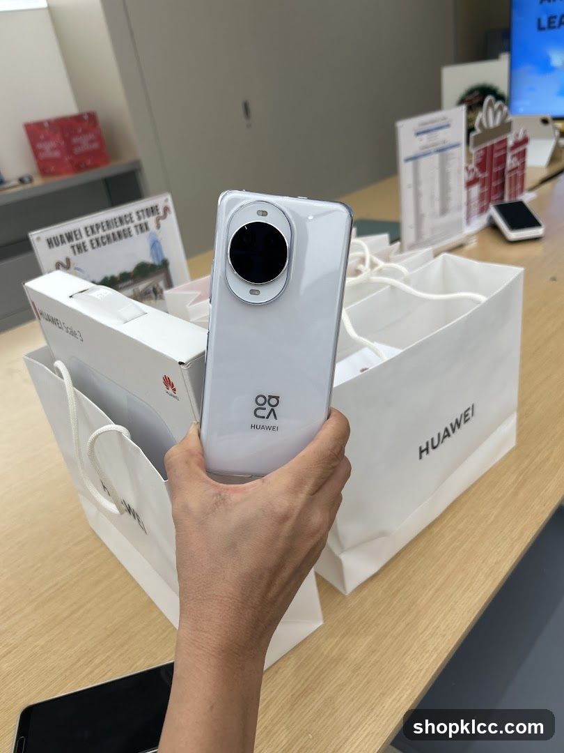Huawei Phone and Shopping Bags
