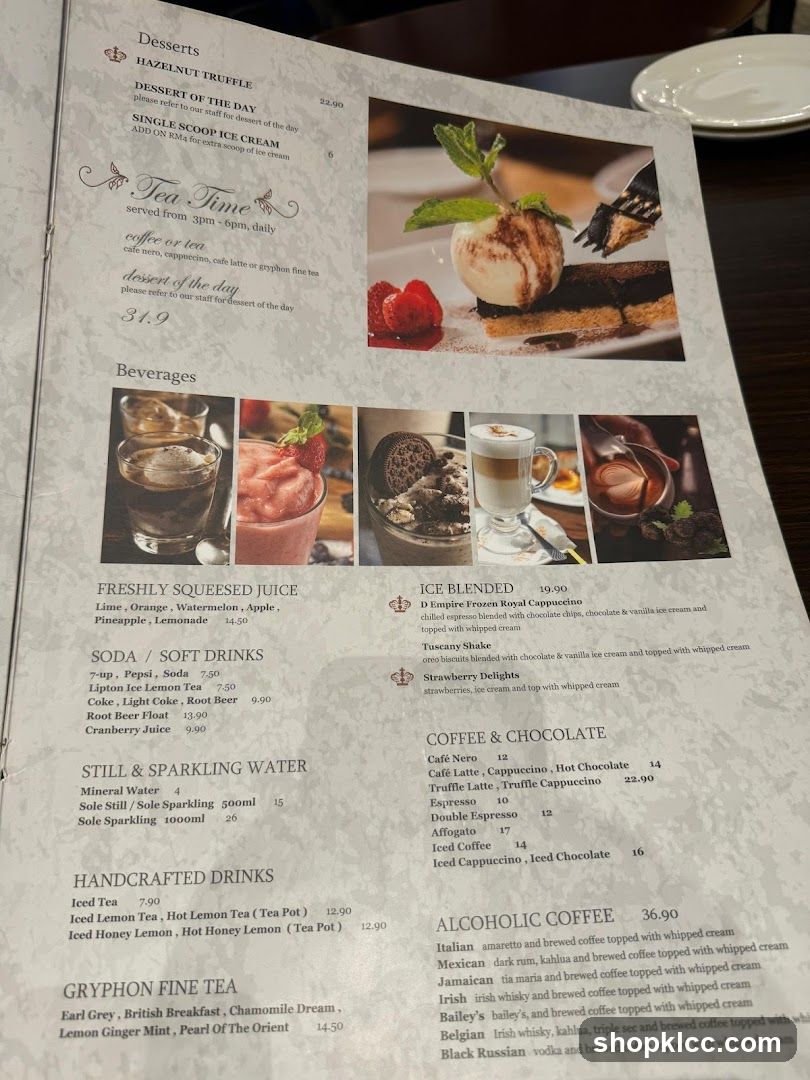 Desserts and Beverages Menu