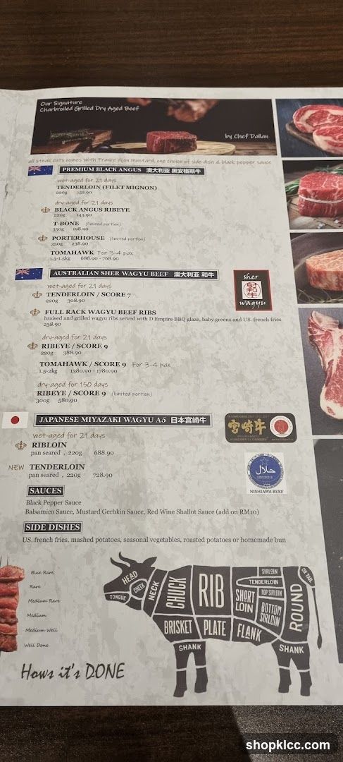 Charbroiled Grilled Dry Aged Beef Menu