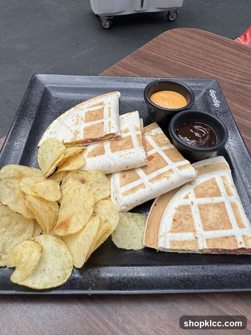 Quesadillas with chips and dips